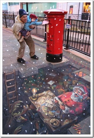 3D Chalk Drawings by Julian Beever - christmas