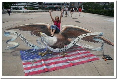 3D Chalk Drawings by Julian Beever - independence day
