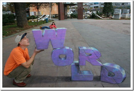 3D Chalk Drawings by Julian Beever - small world