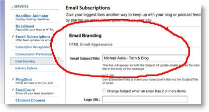 where to insert post title in Feedburner email feed