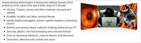 Kaspersky Internet Security 2010 protect from threats