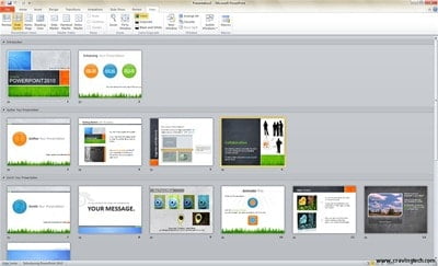 Microsoft PowerPoint 2010 Beta Slide Sorter Screenshots