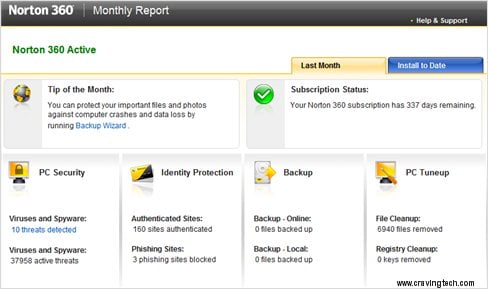 Norton 360 Monthly Report