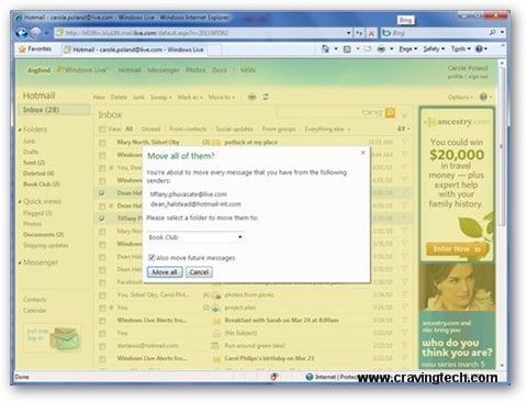 Windows Live Hotmail Clean up