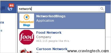 search and add Facebook application