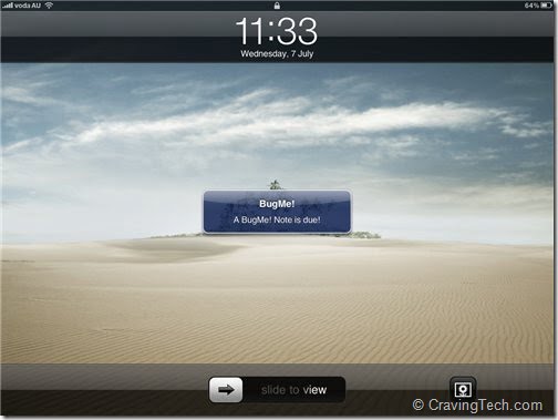BugMe Notes iPad - push notifications