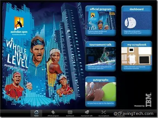Australian Open 2011 iPad app - Home