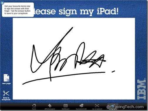 Australian Open 2011 iPad app - signatures