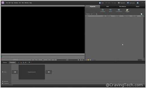 Adobe Premiere Elements 9 main screen