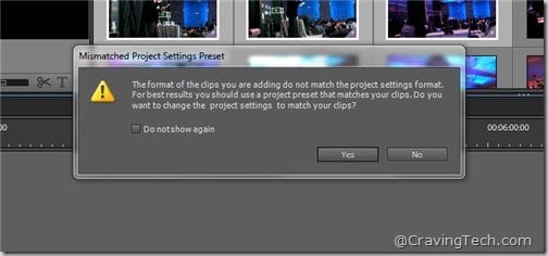 Adobe Premiere Elements 9 - unmatched project settings
