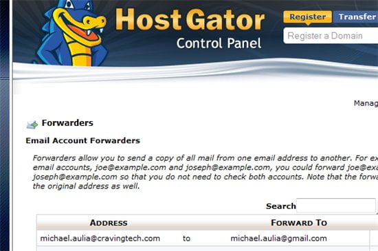 Forward domain name email to gmail