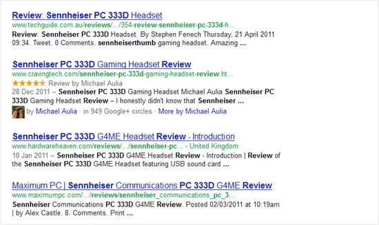 hreview on Google SERPs