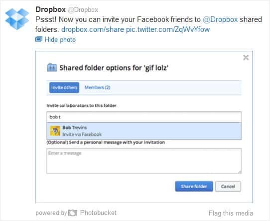 Dropbox Facebook friends