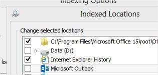 Microsoft Outlook Indexed Location