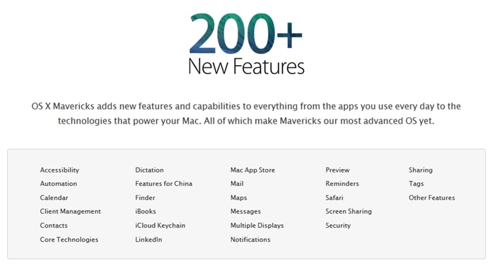 OS X Mavericks new features