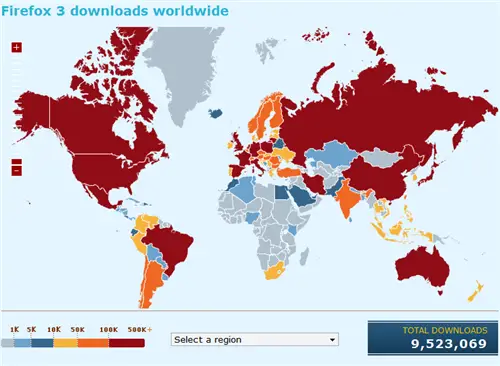 Firefox 3 Download Map