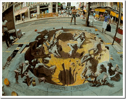 3D Chalk Drawings by Julian Beever - hell?