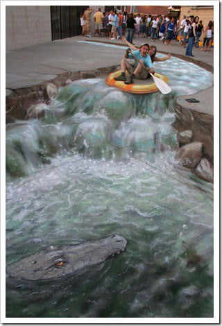 3D Chalk Drawings by Julian Beever - rafting