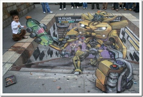 3D Chalk Drawings by Julian Beever - mountain dew