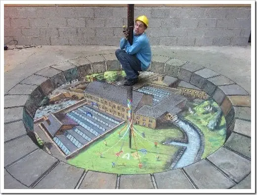 3D Chalk Drawings by Julian Beever - pole