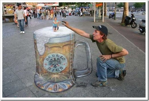 3D Chalk Drawings by Julian Beever - beer