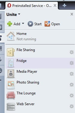 Opera Unite default services