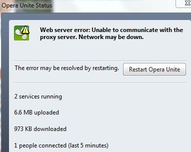 opera unite proxy server problem