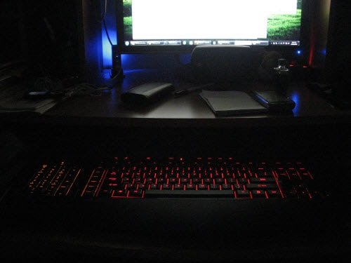 sidewinder x6 keyboard at night