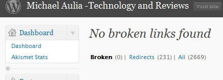wordpress check broken links - none found