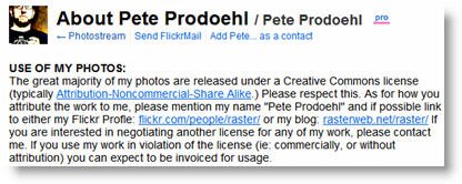 flickr photo attribution in profile