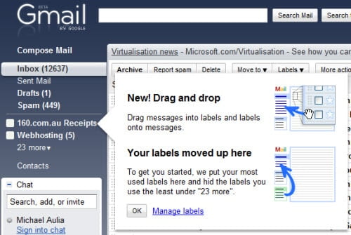 gmail drag and drop labels