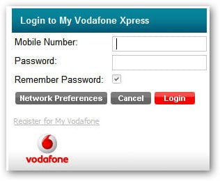 my vodafone express - login