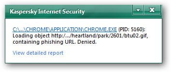 Kaspersky Internet Security 2010 Phishing URL
