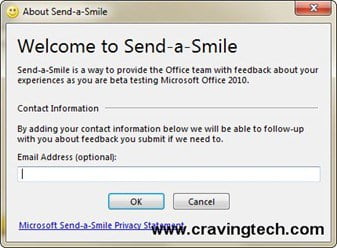 Microsoft Office 2010 Beta Send a Smile