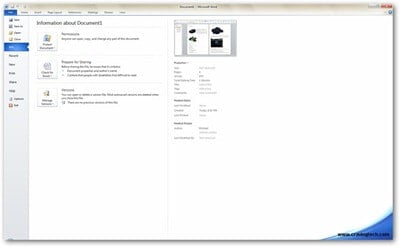 Microsoft Word 2010 Beta Screenshot File Menu
