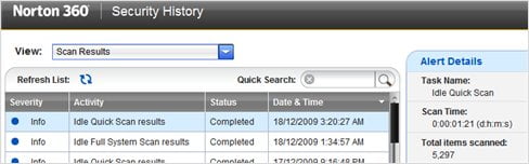 Norton 360 Idle Quick Scan