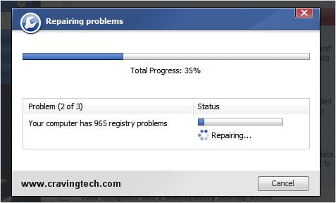 System Mechanic fixing registry problems