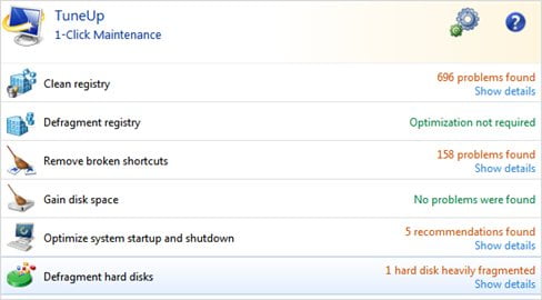 TuneUp Utilities 2010 1 click maintenance