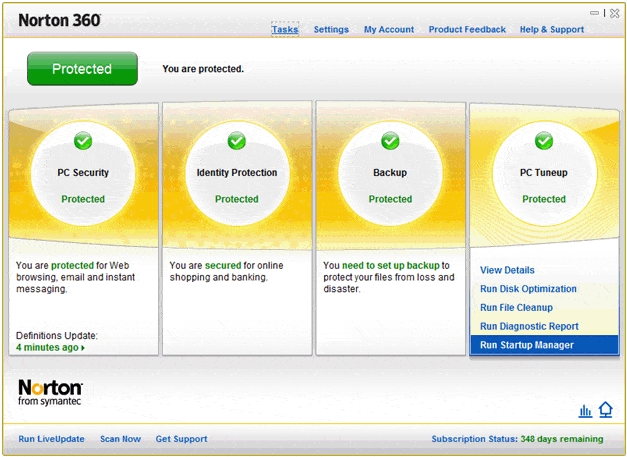 Norton 360 User Interface