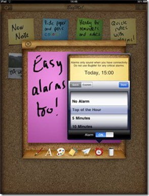 BugMe Notes Review - custom alarm