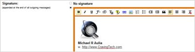 Gmail HTML signatures