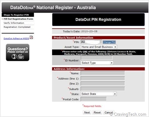 DataDot DNA Registration 2