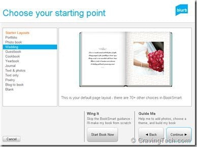 Blurb booksmart starting layout wizard