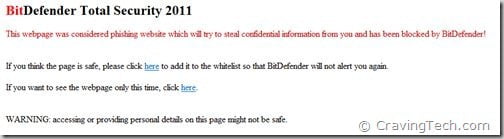 BitDefender 2011 antiphishing in action