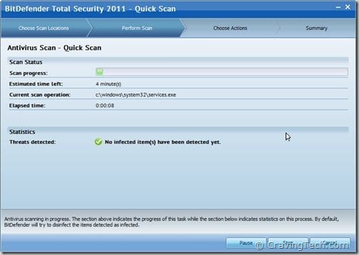 BittDefender Total Security 2011 Review - Quick scan