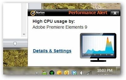 Norton 360 v5 Review - Performance alert