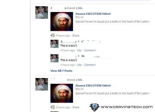 Osama Execution Video spam on Facebook