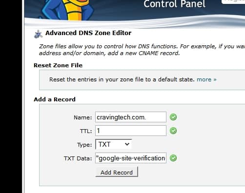 DNS edit information