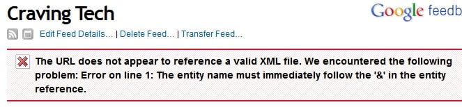RSS error feedburner