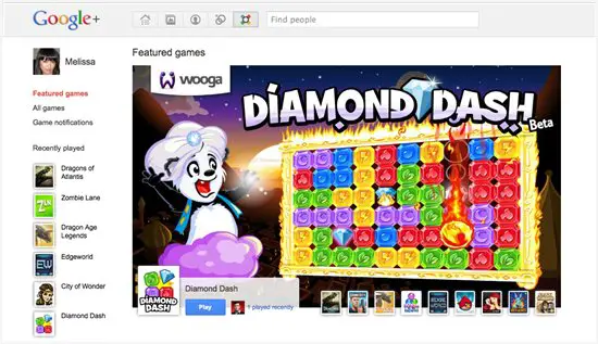 Google+ Games main page